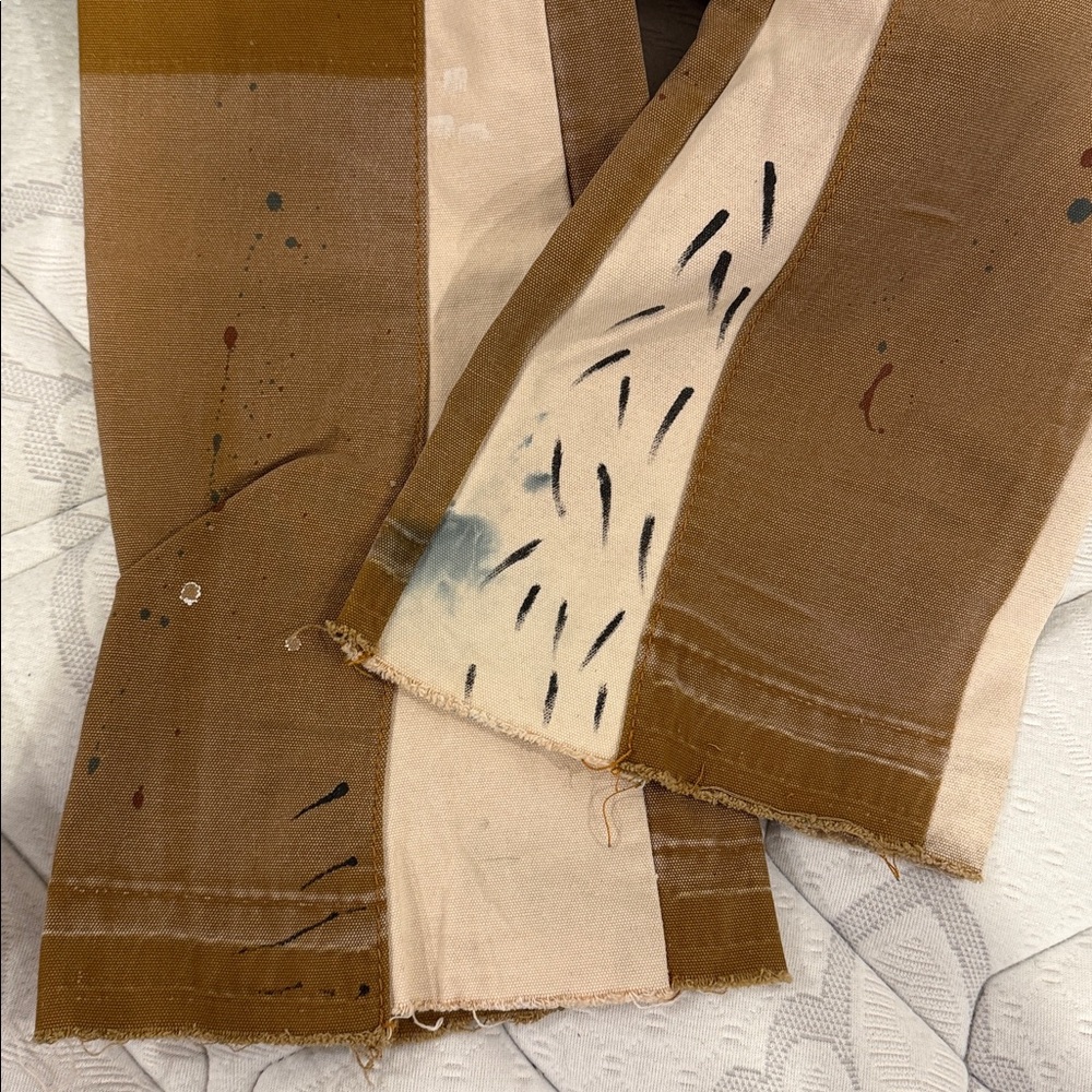 MNML Caramel Brown Patchwork Jeans with Cream Label - Picture 5 of 7